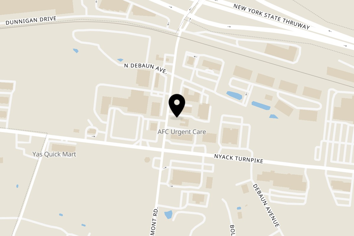 Map showing the location of Bagel Boys on 7 N Airmont Rd in Suffern
